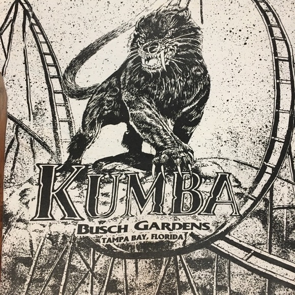 Vtg single stitch Kumba roller coaster all over print T-shirt - Picture 2 of 12